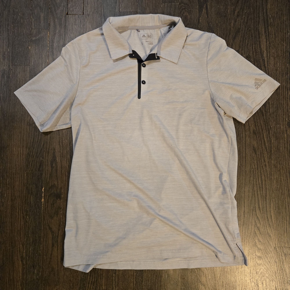 adidas Light Gray Polo with Black Placket